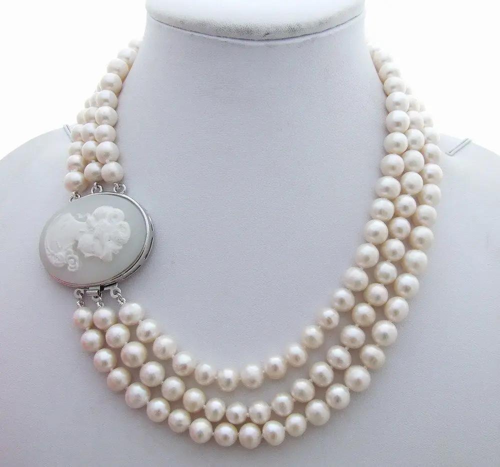 

FREE SHIPPING HOT sell new Style >>>> Natural 8.5mm White Pearl Necklace
