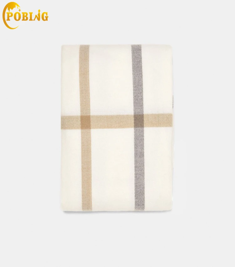 Günstig POBING Winter Weiche Kaschmir Schal Frauen za Doppel Plaid Schals Schal Wraps Verdicken Warme Unisex Grundlegende Decke Quaste Pashmina