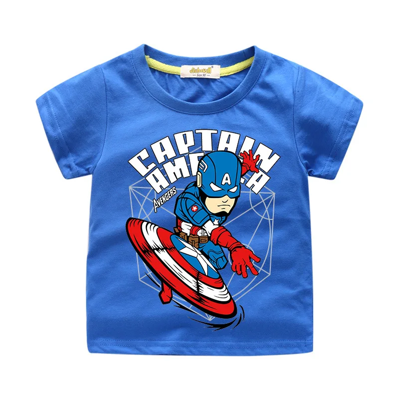 Herói Capitão América T-shirt Miúdos Dos Desenhos