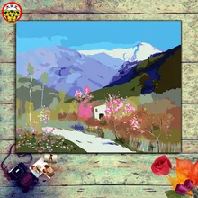 Картины Рисунок Раскраска по номерам на холсте с рамкой нумерация краска по номерам набор акриловых Горный След пейзаж