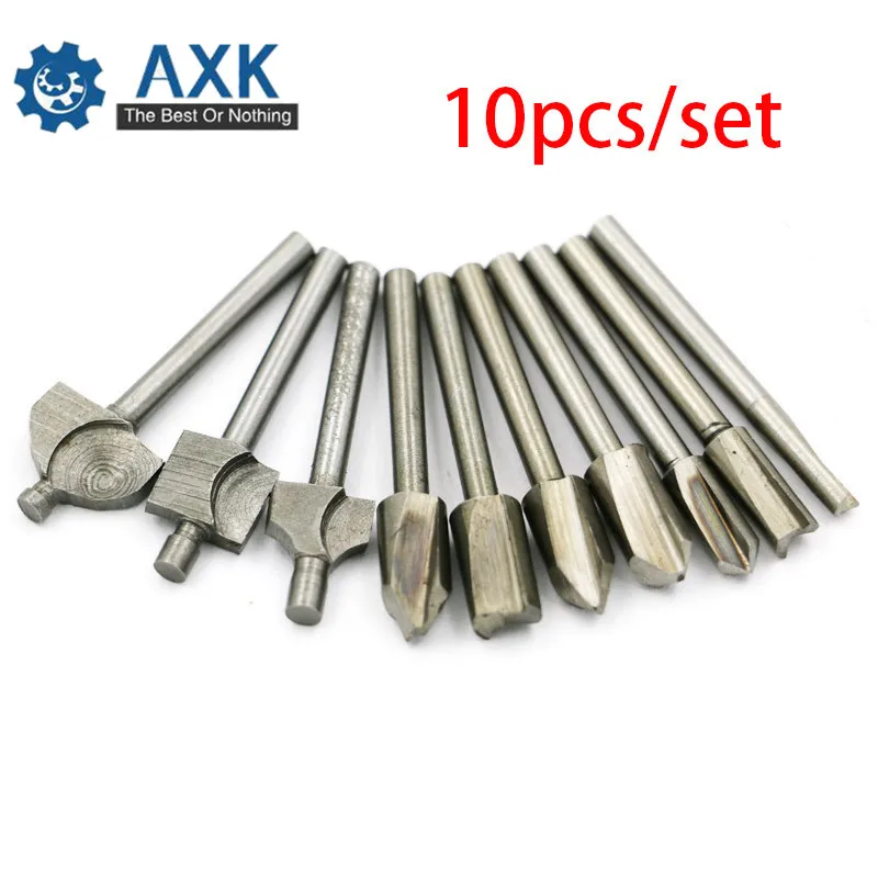 

10PCS/lot 1/8 High Speed Steel Mini Shank Electric Trimmer Carpentry Carving Knife Tools Woodworking Router Milling Cutter