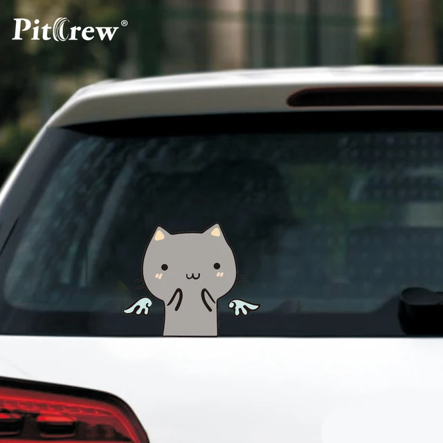 

1Pair 10.8*9CM Cute Cat Angel VS Devil Anime Cartoon Car Styling Motorcycle Car Stickers And Decals Exterior Accessories