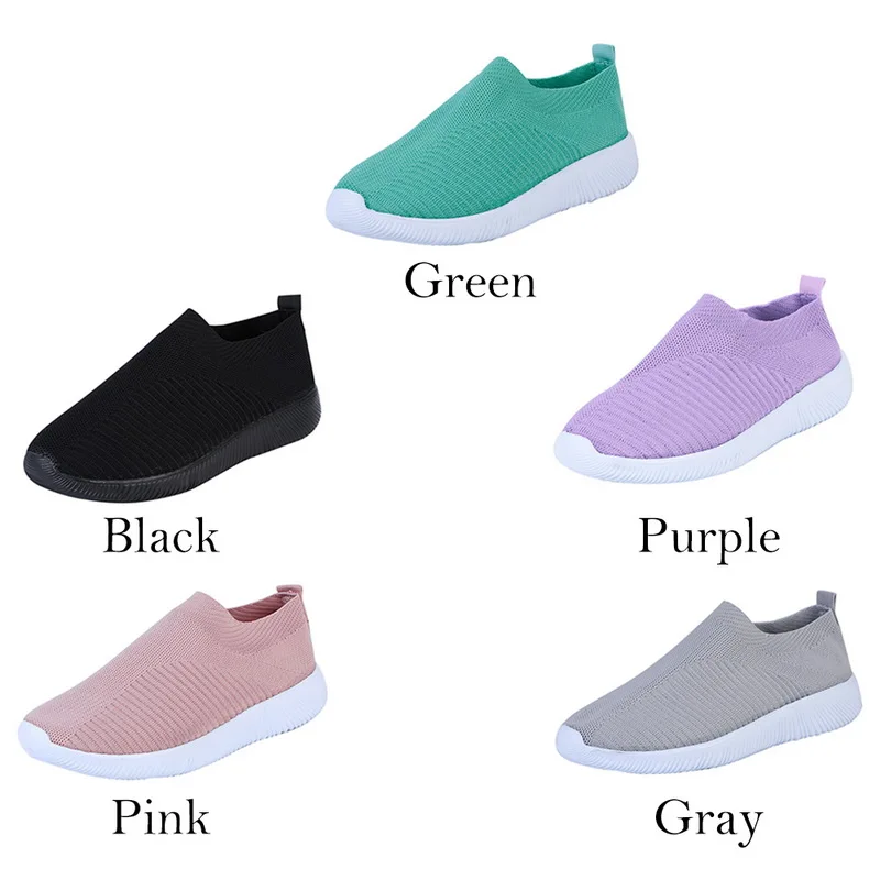 Women Walking Shoes Mesh Breathable Sports Shoes Plus Size 43 Ladies Socks Shoes Slip On Casual Women Sneakers zapatos de mujer