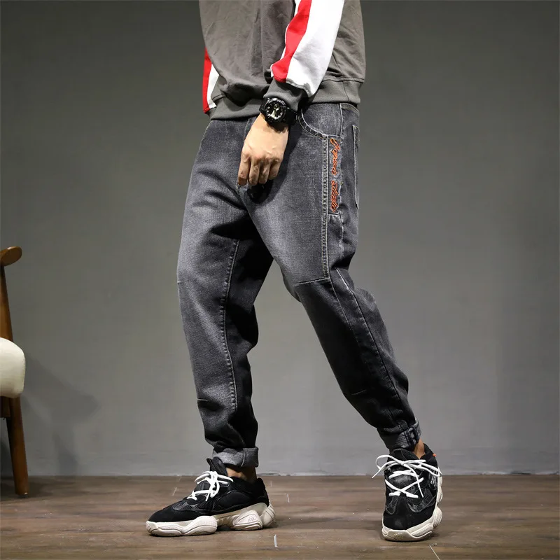 2004, джинсовые джоггеры, синие, черные, шаровары, джинсы для мужчин, модные, плюс размер 40 42, свободные джинсы в стиле хип-хоп, байкерские, Homme, мешковатые, уличная одежда - Цвет: Черный