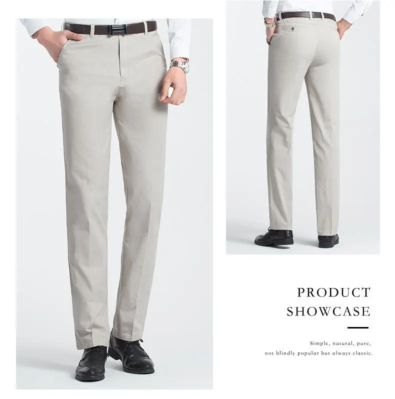 2018 Casual Straight Pants Men Cotton Cargo Men Pants Spring Summer Autumn Male Work Trousers High Waist Full Length Solid Color-03