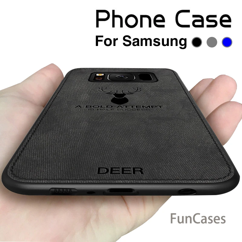 

Luxury Embossed Deer Cloth Fabric Phone Case For Samsung Note 9 8 S9 S8 Plus Note8 Note9 Case Silicone Back Cover Soft Tpu Coque