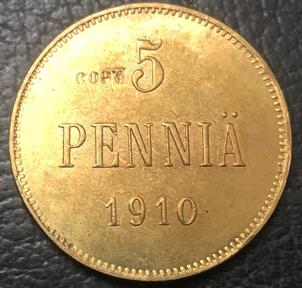 1910 Финляндия 5pennia-Nikolai II копия медной монеты | Дом и сад