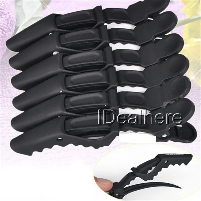 6Pcs High Quality Black Hairdressing Salon Matte Sectioning Clamp Hair Clips Hairpin Grip For Salon Hair Tools