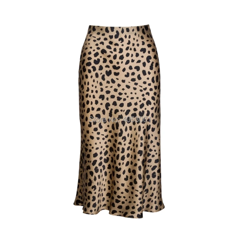 Шелковая атласная юбка средней длины с леопардовым принтом Naomi Wild Things 3/4 длины-юбка-Русалка с животным принтом