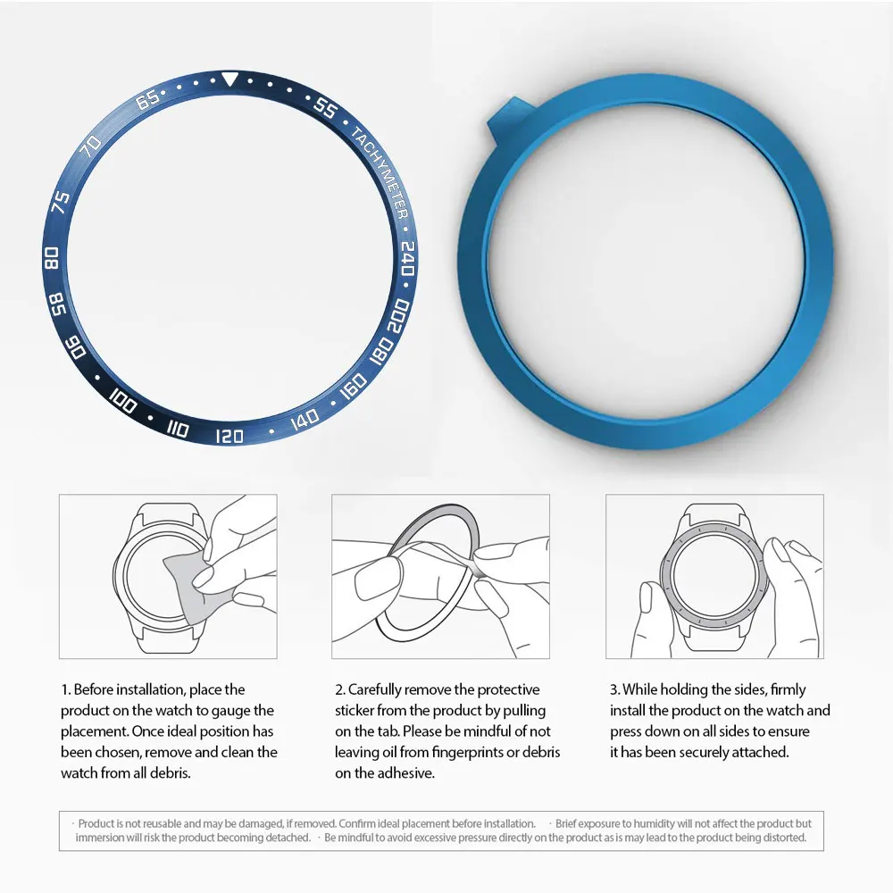 Blue white Безель кольцо для samsung Galaxy Watch 46 мм 42 мм клеющаяся крышка против царапин защита из нержавеющей стали аксессуары для gear S3 - Цвет: Blue white