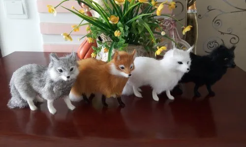 

simulation fox toy 16x11cm fox model toy polyethylene & furs resin handicraft decoration toy gift a2366