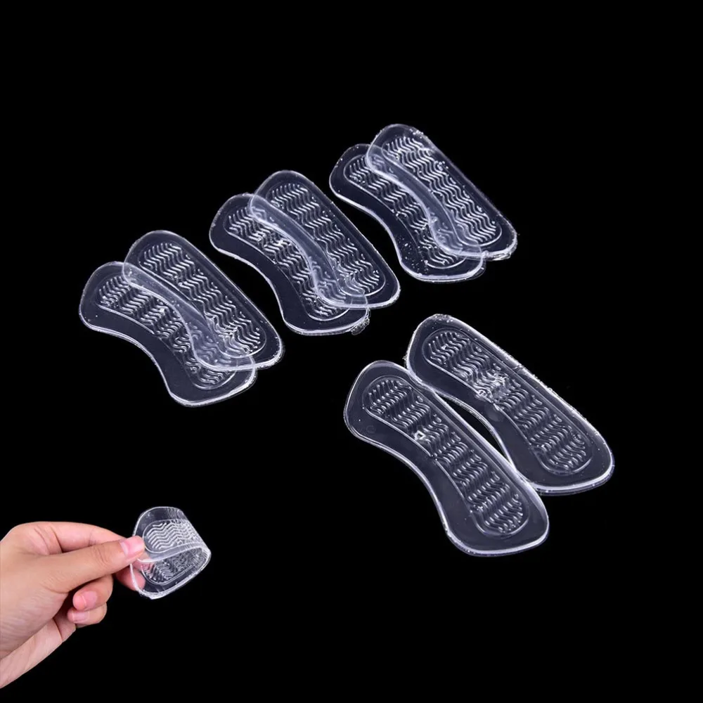 1Pair Silicone Insoles Clear Invisible Silica Gel Anti-Slip High Heel Cushions Gel Heel Back liner Shoes