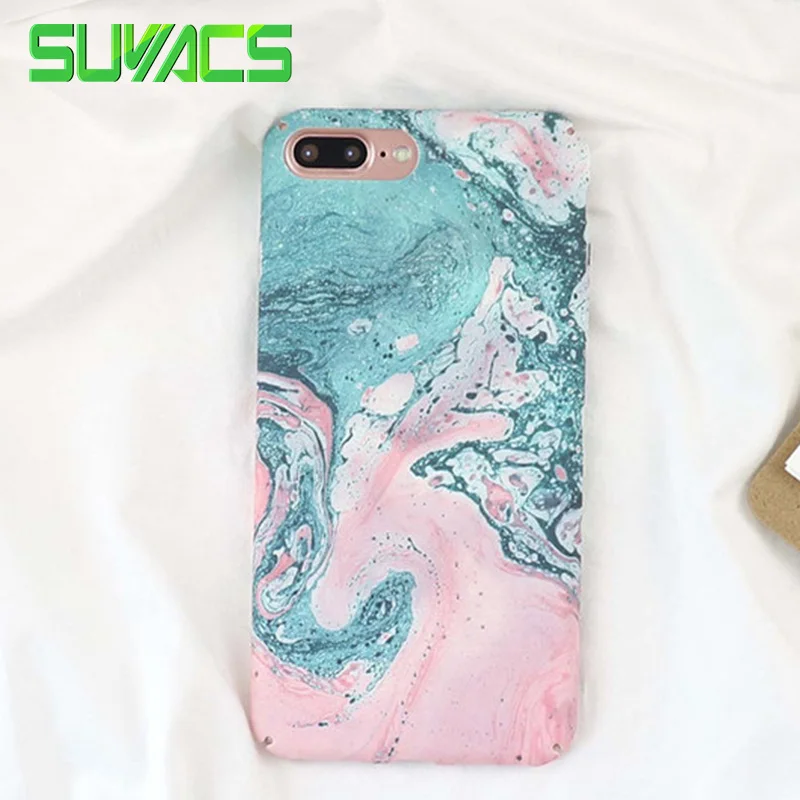 

SUYACS Graphic Phone Case For iPhone 6 6S 7 8 Plus X Beautiful Marble Pattern Matte Hard PC Cases Back Cover Fundas Coque Shells