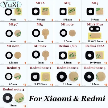 

YuXi 2PCS For xiaomi 2 3 4 5 2A Mi4C Mi4 Mi2 Mi3 mi5 for redmi 1 1S 2A note 2 note 4 3 Rear Camera Glass Lens Cover Repair Parts