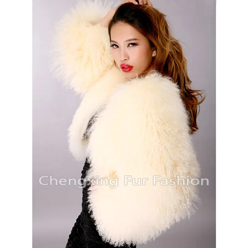 CX-G-A-25A Последняя мода Desgin натуральный мех монгольского ягнёнка пальто для женщин наивысшего качества