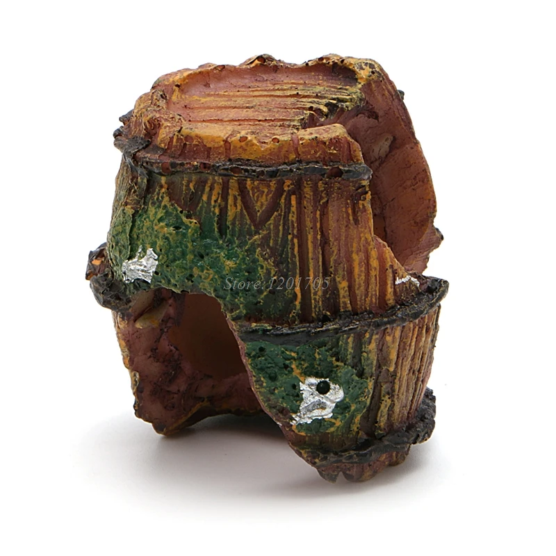 Barrel Aquarium Fish Tank Resin Ornament Cave Landscaping Furnishing