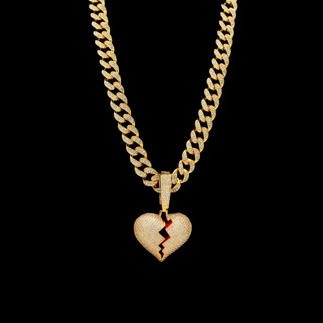 Uwin Broke Heart Pendant Necklace With 