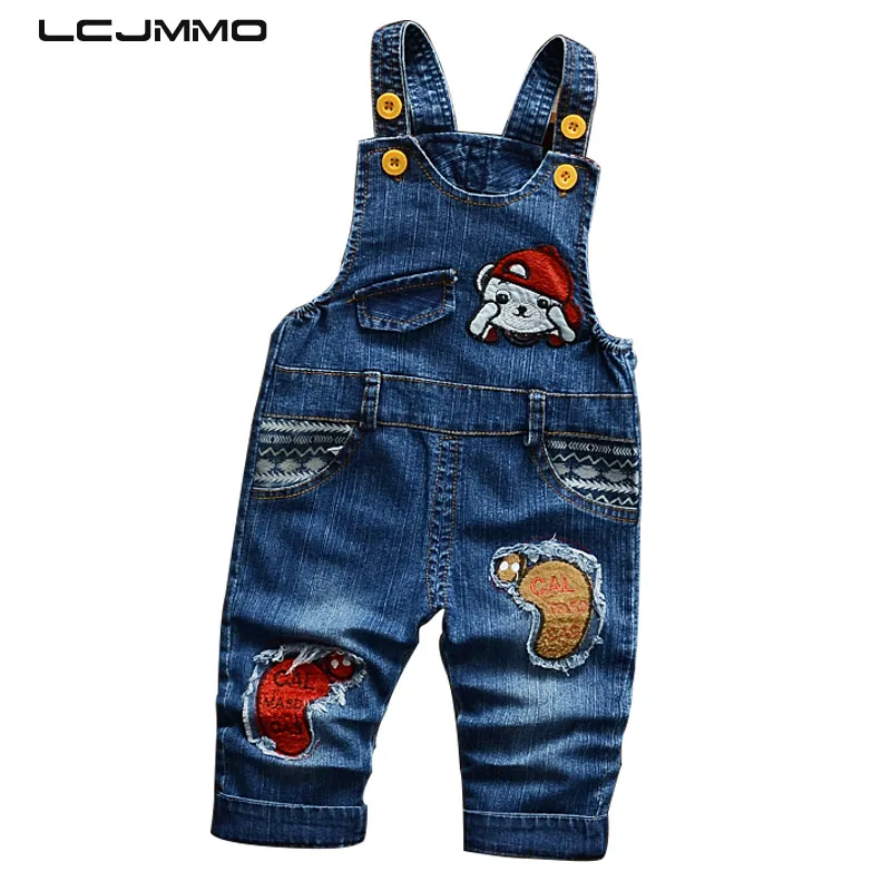 LCJMMO Toddler Kids Cartoon Denim Overall For Girl Bib Jeans Boys