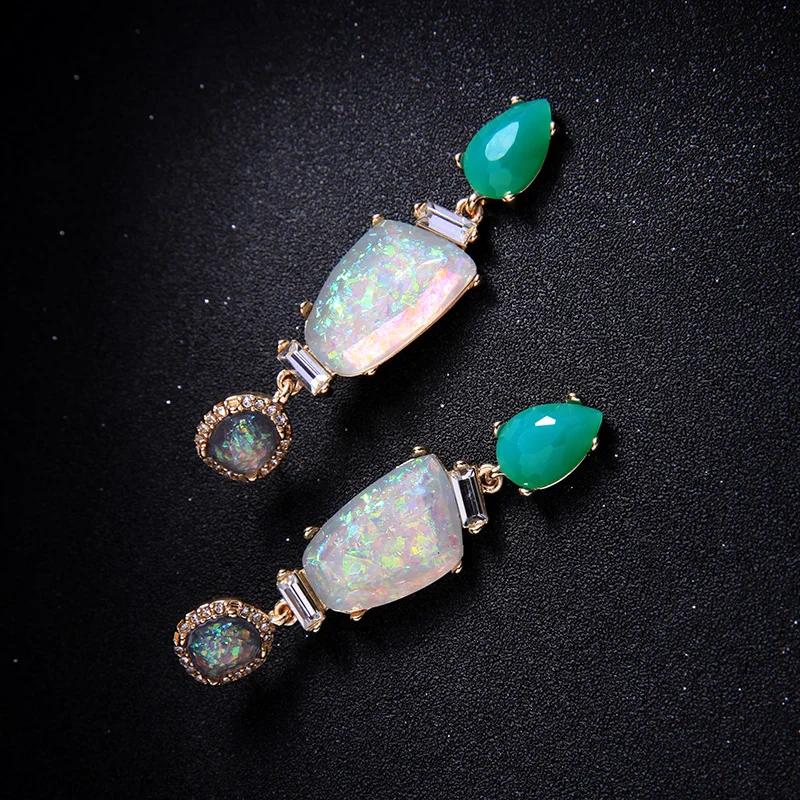 KISS ME Chic Green Water Drop Resin Crystal Drop Earrings New Design Women Statement Earrings Luxury Jewelry