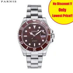 40 мм Parnis люксовый бренд Топ механические мужские часы модные мужские вращающиеся керамические ободки из нержавеющей стали мужские