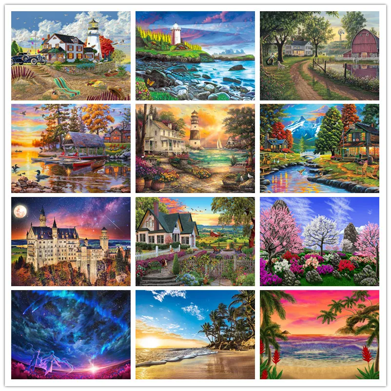 

5D DIY Diamond Embroidery Landscape Full Display Diamond Mosaic Diamond Painting Rhinestone Landscape Home Decor