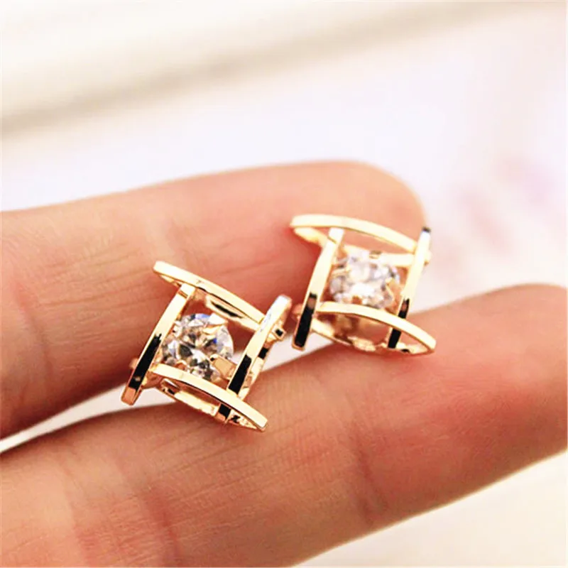 

Elegant and Charming Rhinestone Full Crystals triangle Square Stud Earrings for Women Girls Statement Piercing Jewelry