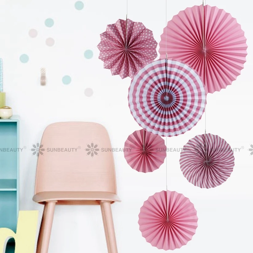 

Set of 6 Pink Party Decorations Paper Fans Rosettes Backdrop Paper Pinwheel Garland Wedding Birthday Shower Everyday Decor