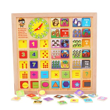 

Chanycore Baby Learning Educational Wooden Arithmetic Toys Box Digital Number Shape Blocks Clock Matching Kids Gifts 4026