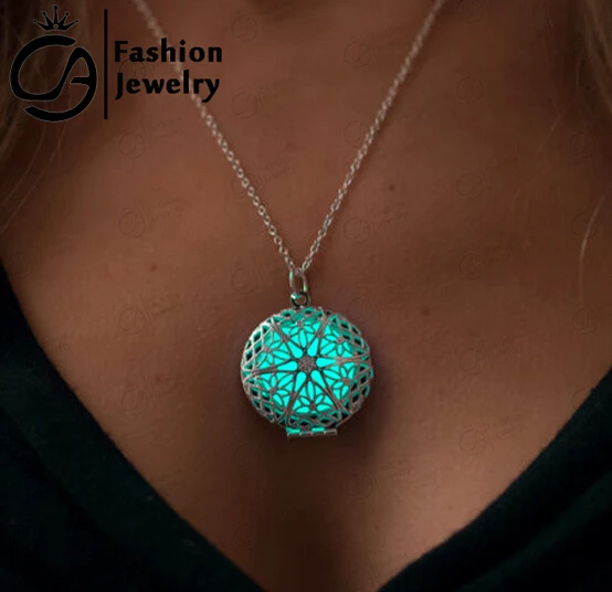 Image Heart of the Sea Gifts for Her Teacher Gift Steampunk Glow Heart Locket Glowing Pendant Necklace Glow in the Dark Glow Jewelry
