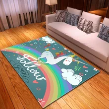 Скандинавский стиль 3D единорог принт ковер мультфильм Животные Дети Спальня играть фланелевые коврики памяти мягкие ковры для гостиной коврики