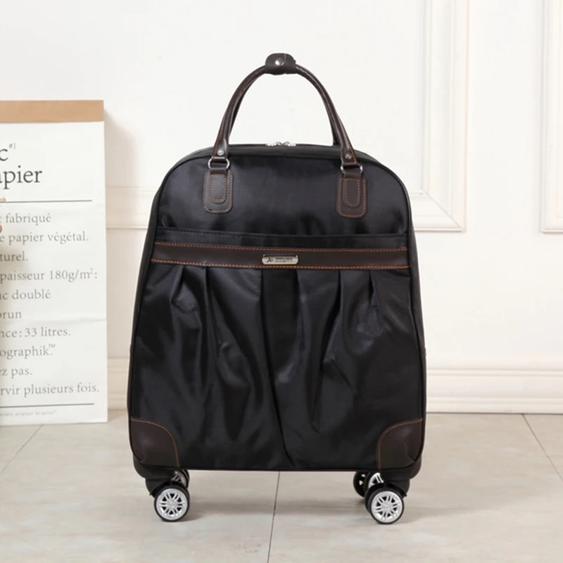 Популярный модный женский чемодан для багажа на колесиках брендовый Повседневный в полоску Складной Футляр Дорожная сумка на чемодан на колесах чемодан - Цвет: Бежевый