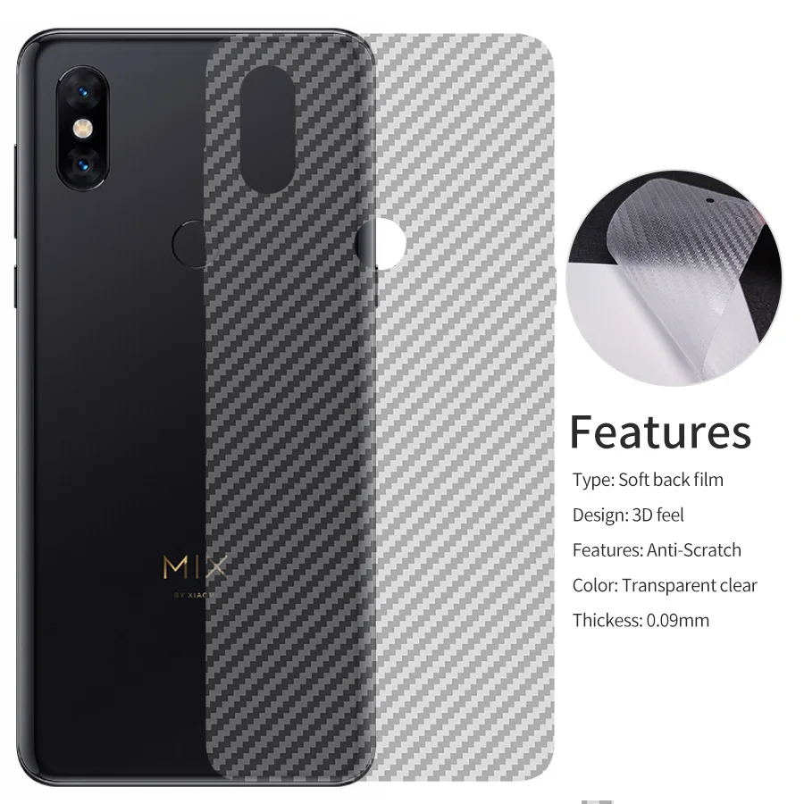 

KLOVRRD Soft Back Full Cover Screen Protector for Xiaomi Mi Mix 2 2S 3 Max 2 3 Carbon Fiber Protective Film Sticker