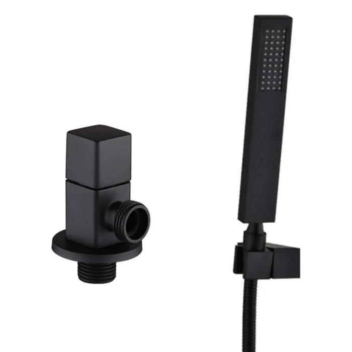 Black Brass Square Handheld Shower Or Bidet Sprayer Stainless Hose