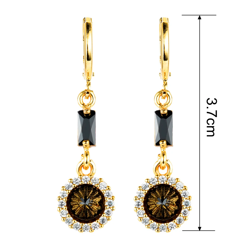 Fashion Gold Color CZ Drop Earrings for Women Girls Jewelry Wedding Party Gifts