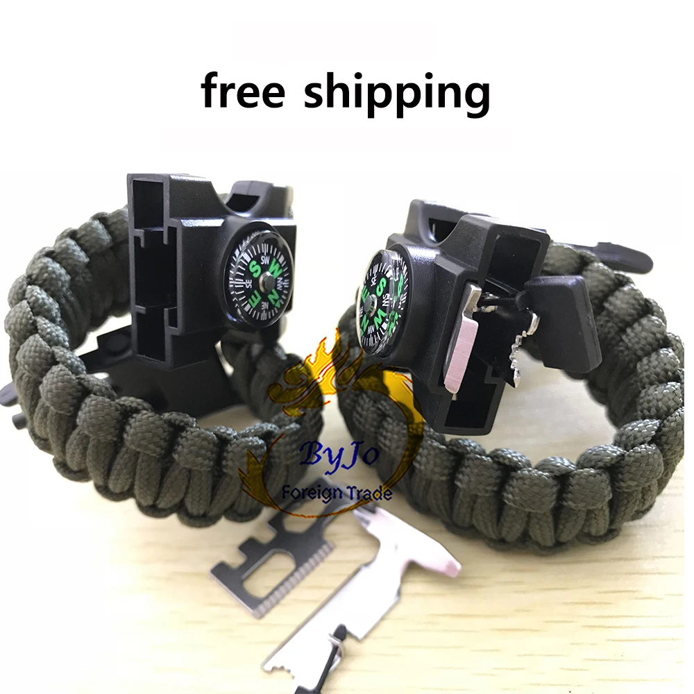 

9 in 1 Braided Bracelet Men LED Light Multifunctional Paracord Survival Bracelet Outdoor Camping Rescue Rope Bracelet For Women