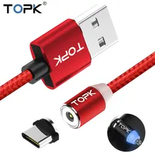 TOPK 2.4A LED USB Type C Magnetic Cable, Premium Nylon Braided Magnet USB C Cable for Samsung Galaxy S8 Note 8 Xiaomi Mi6 Mi5 5C