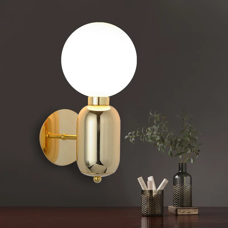 Современная стеклянная настенная лампа дизайнерский стеклянный шар светодиодный настенный светильник настенное освещение приспособление для прикроватной гостиной прихожей