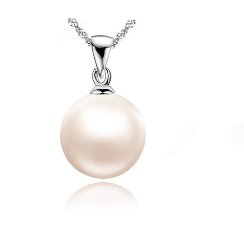 QianBei 925 пробы серебристый белый жемчуг кулон ожерелье s 18 дюймов 925 серебро Сингапур ожерелье цепи - Окраска металла: Begie