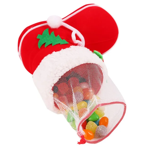 3 Sizes Christmas Candy Boots Santa Claus Flocking Boots Stockings