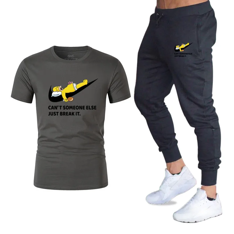 Summer Hot Men's Sets New Simpson print T Shirts+pants Two Pieces Sets Casual Tracksuit Male Casual Tshirt Gyms Fitness trousers Summer Hot Men's Sets New Simpson print T Shirts+pants Two Pieces Sets Casual Tracksuit Male Casual Tshirt Gyms Fitness trousers
