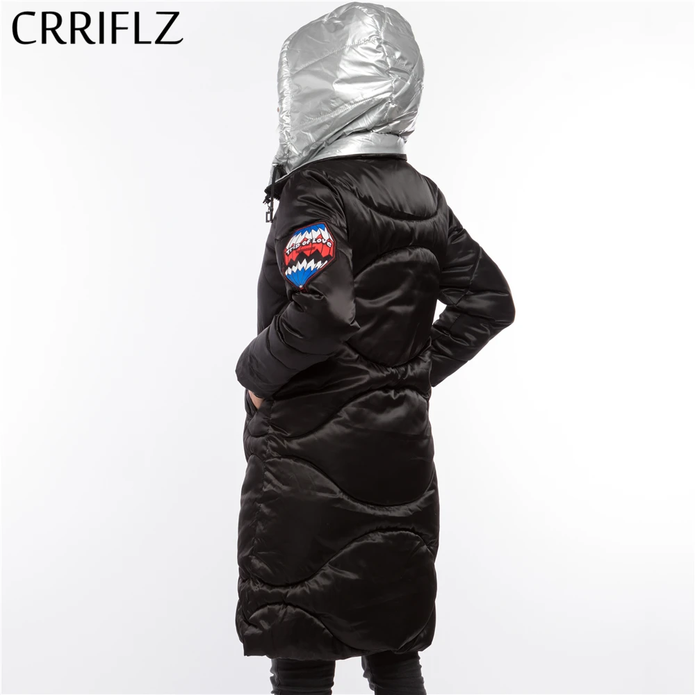 Fashionable Woman Slim Silver Jacket Warm Winter Jacket Women Hooded Coat Down Parkas Long Female CRRIFLZ New Winter Collection