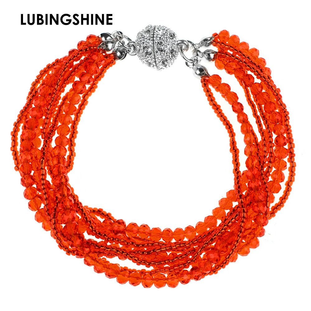 

Bohemian Multilayer Strand Beads Bracelets Bangles Shiny Crystal Magnetic Couple Bracelet For Women Jewelry Gift pulseira
