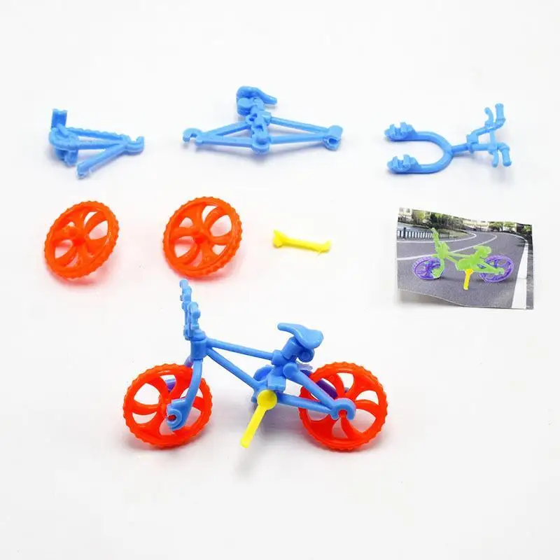 

1set Children DIY Assembled Bicycle Toy Kids Plastic Mini Bike Toys Bike Fans Toy Finger Assembled Bicycle Toys Baby Gift Random