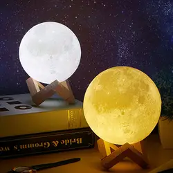 Творческий Перезаряжаемые 3D печать Луны настольная лампа сенсорный выключатель для Спальня книжный шкаф Декор ночник творческий подарок