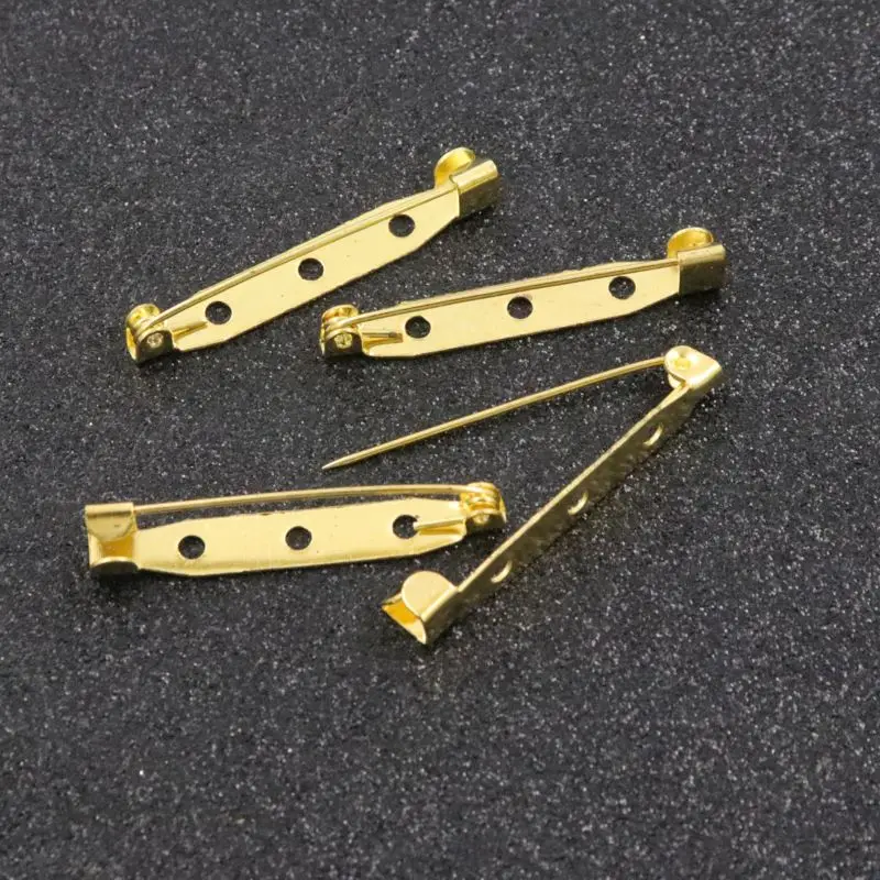 

35mm 30pcs No Safe Lock 3 Holes Gold Bronze Brooch Base Pin For Jewelry Making Finding Diy Brooch HandMade Accessories Wholesale