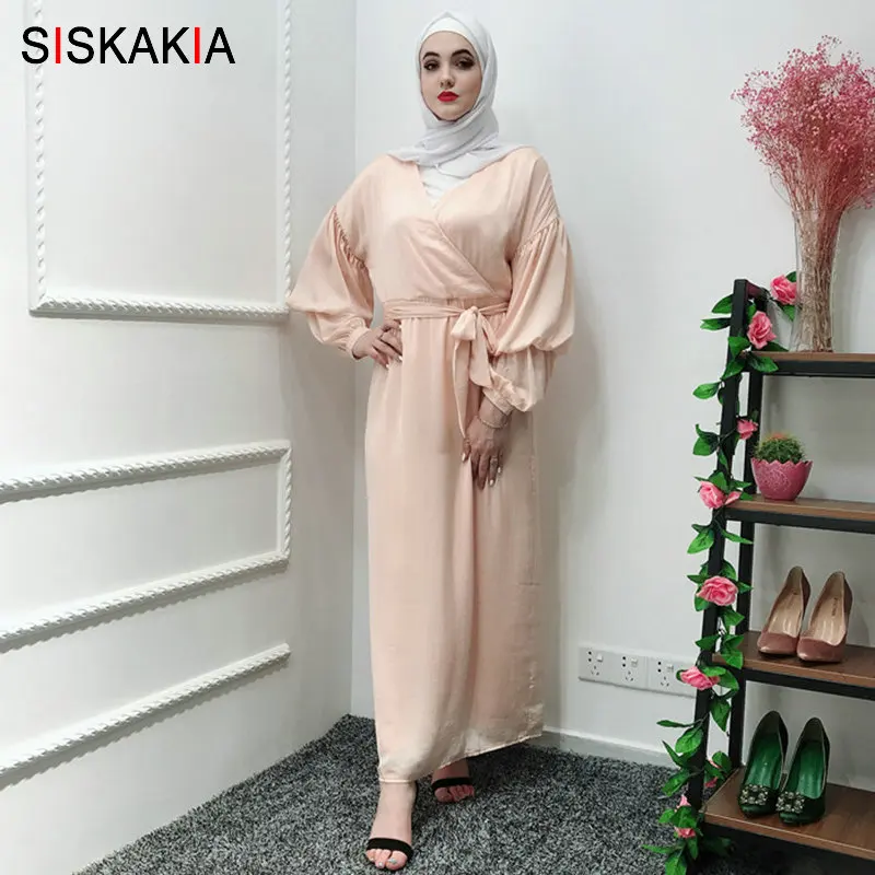 Платье с рукавами фонариками Siskakia однотонное платье большого размера плюс