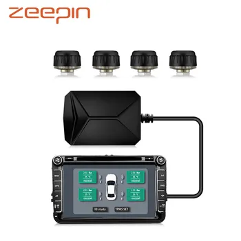 

Powerful USB Android TPMS Car Tire Pressure Monitoring System with 4 External/ Internal Sensors 5V 116 psi Tyre Alarm System