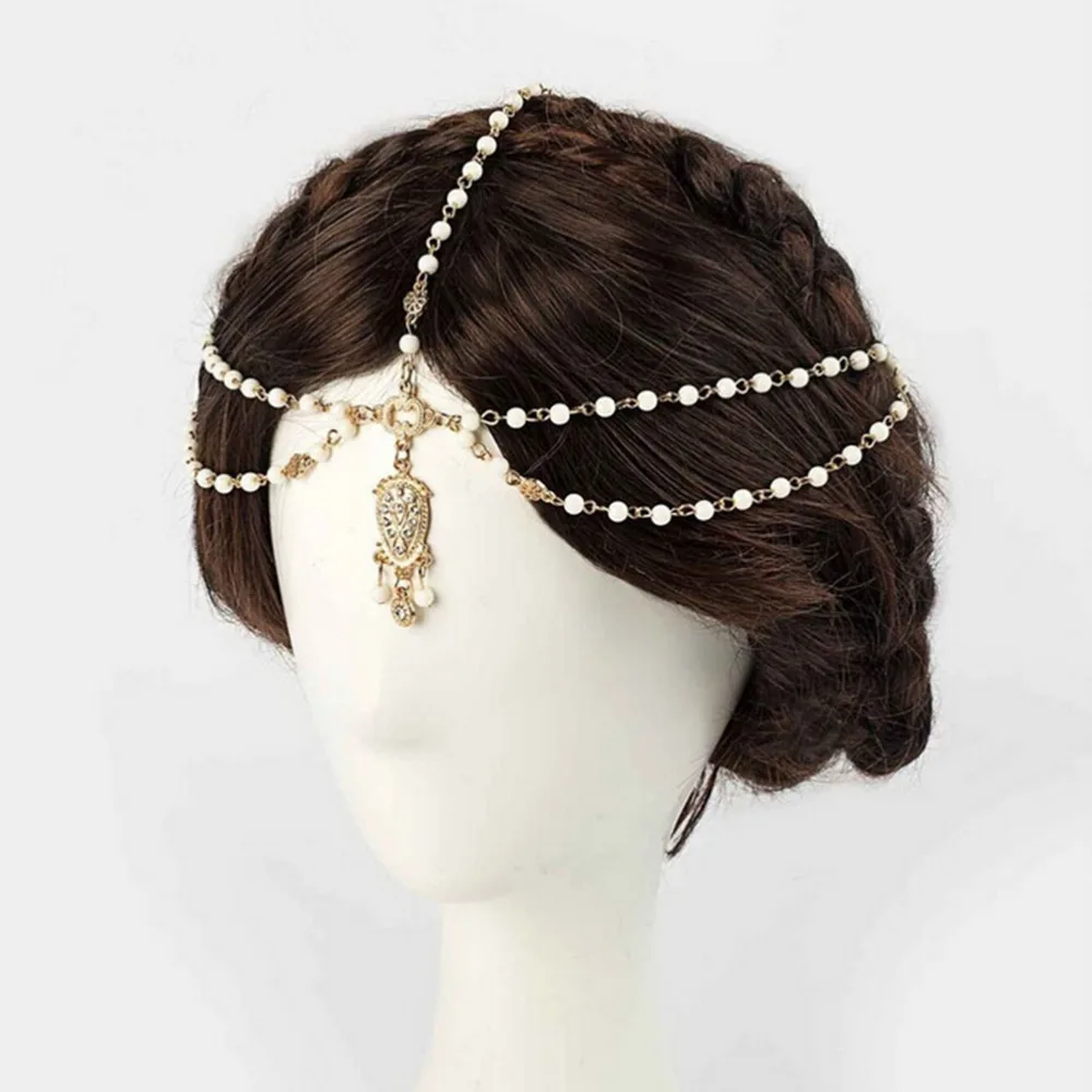 us $1.78 31% off|1pcs fashion indian boho hair decoration headbands white  beaded head hair band women head chain hair jewelry girls gifts-in hair