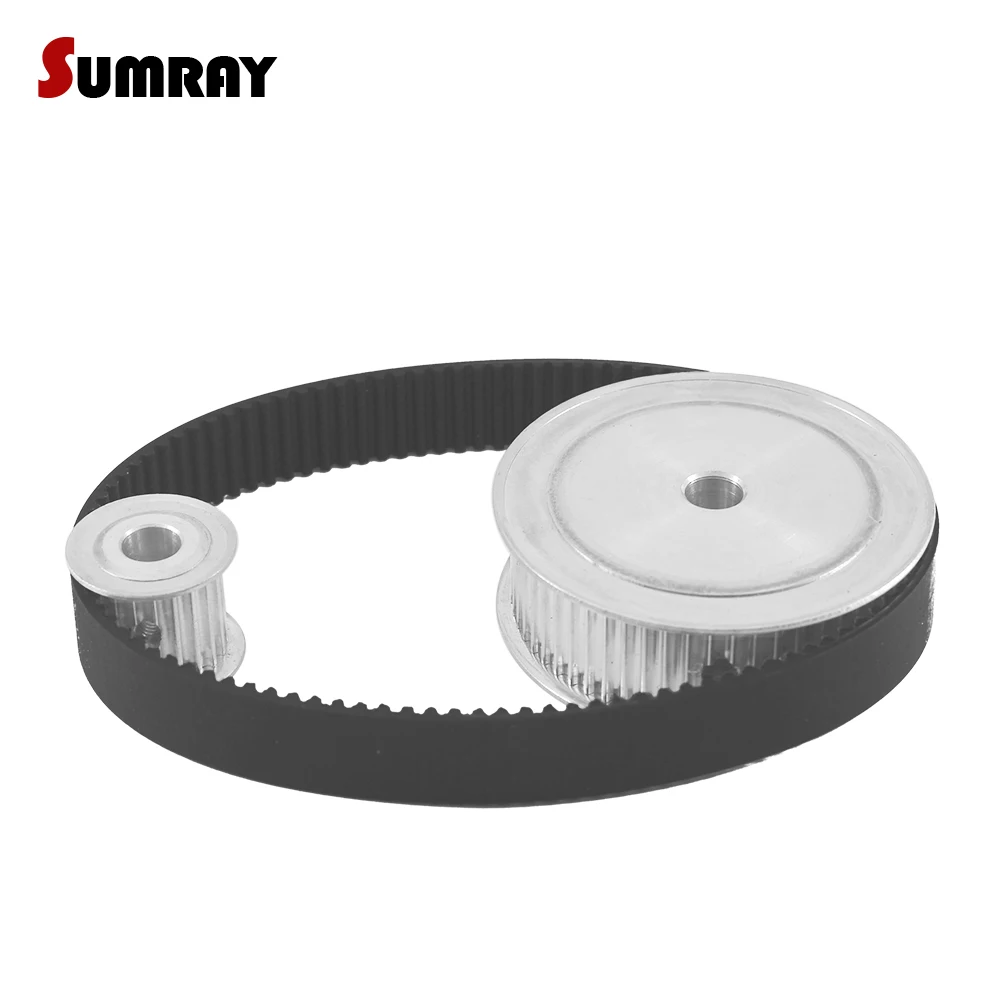 

SUMRAY HTD3M 1:3 3M 20T 60T Timing Pulley Belt Kit Reduction 16mm Belt Width Toothed Pulley Wheel HTD3M-324 Motor Drive Belts