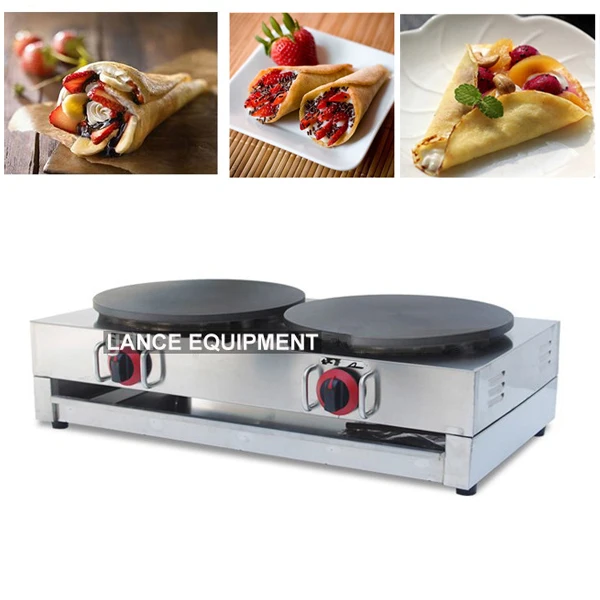 double pan gas crepe pancake maker machine and hot plate in Waffle